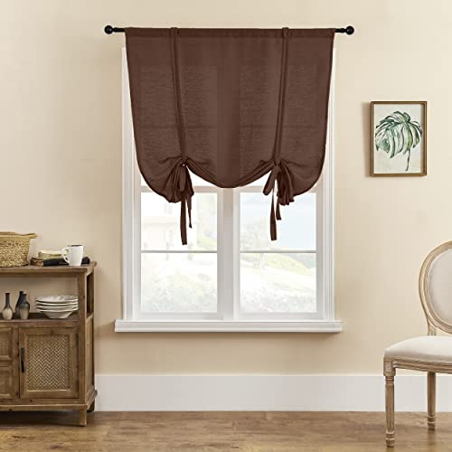 SIMPVALE Raffrollo 1 Stück, Größe 120 x 140 cm, Coffee Voile Vorhang | Raffinierte Voile‑Vorhänge, Schützen Sie Ihre Privatsphäre, Halbdurchsichtige Gardinen für Schlafzimmer, Badezimmer und Küche