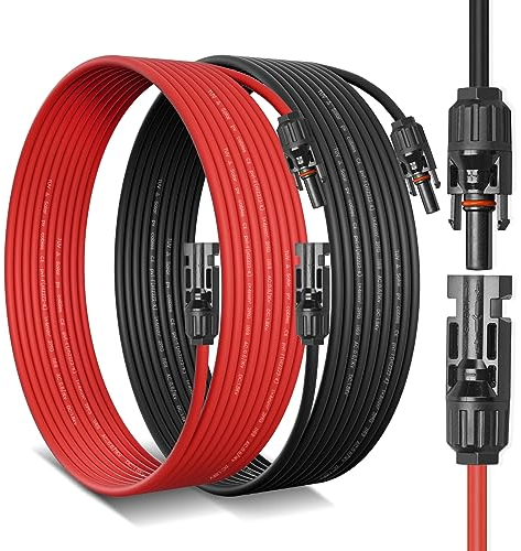Elecoutek Solarkabel 4mm² 15M x 2 Solar Verlängerungskabel mit Solarstecker, Solar Verlängerung Photovoltaik Kabel für Solarpanel Balkonkraftwerk Solar Kabel(2-20M, 4mm2, 6mm2)