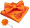 JEMYGINS Herren Fliege Satin Orange (6) Fliege und Einstecktuch mit Manschettenknöpfe Brustblume Sets