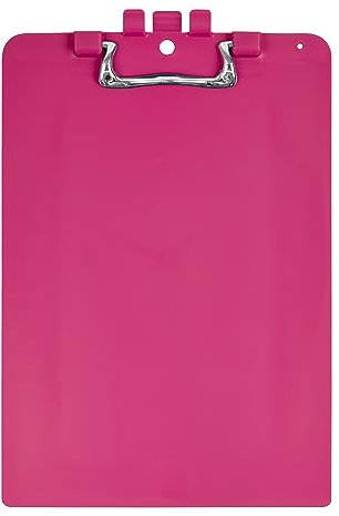 Snopake Klemmbrett A4 mit Stifthalter, robuster ergonomischer Metallclip und Loch zum Aufhängen, Rosa, 1 Stück, 15896