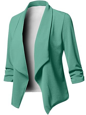 Blazer da lavoro da donna invernale autunno manica lunga slim tunica plissettata cardigan giacca blazer outfit donna 2023, L-189 Verde Menta Lime, S