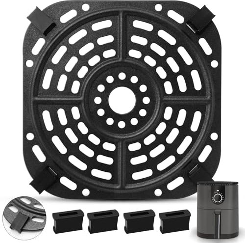 Air fryer Accessories for Ninja AF080 2QT Mini Air Fryer, 5.6'' * 5.6'' Square Food Grade Non-stick Air Fryer Grill Pan Grill Plate Crisper Plate Replacement Parts Tray Rack, Dishwasher Safe