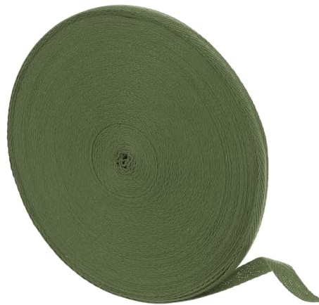 sourcing map 45,7 m Baumwoll-Twillband, 10 mm Fischgrätenband, Schrägband, Schrägband für Kleidung, Nähen, DIY Handwerk (Dunkelgrün)