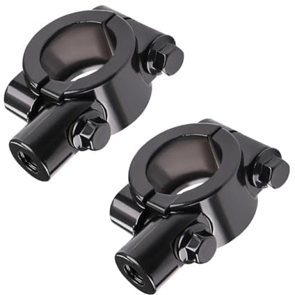 JNNJ 2 Piezas 10mm Abrazadera Retrovisor, Motocicleta Espejo Retrovisor Soporte Adaptador De Montaje, Universal Moto Manillar Espejo Abrazadera Para Motocicleta Dirt Sport Bike ATV Cómodo Práctico
