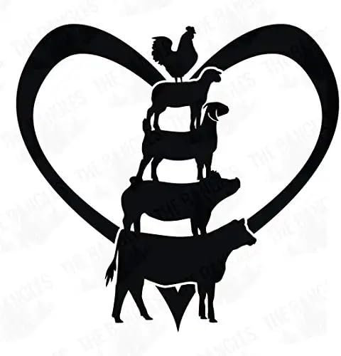 myrockshirt Bauernhof Famile Rind Schwein Ziegen Hahn Land Landleben Bauer 17 cm Aufkleber Autoaufkleber Sticker Wandtattoo Profi Qualität