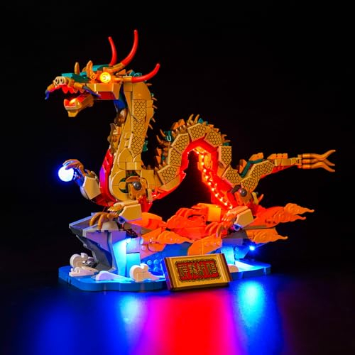 BrickBling Kit d'Éclairage LED pour Auspicious Dragon 80112 (Pas de Lego) - Éclairage Décoratif pour Creative Toy - Version Standard, DE-80112-P58301