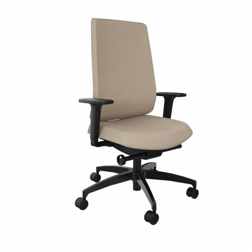 Dauphin Indeed ergonomischer Bürostuhl Drehstuhl beige, belastbar bis 150kg für Home Office und Büro, hohe Rückenlehne, Sitztiefenverstellung