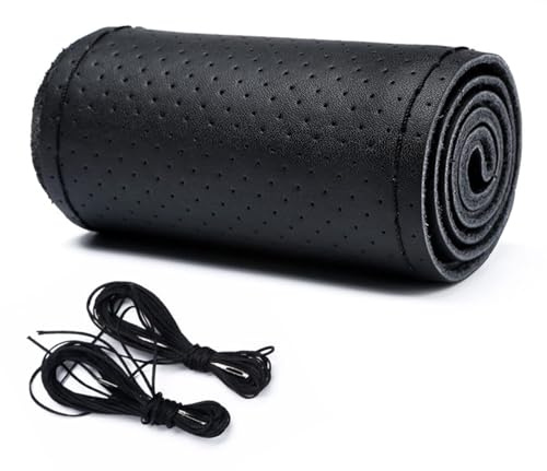 Funda Volante Coche,Universal 36-40cm Cubierta Volante de Cuero de Vacuno para automóvil,Cubierta Protectora del Volante con Aguja e Hilo, Elegante y Transpirable