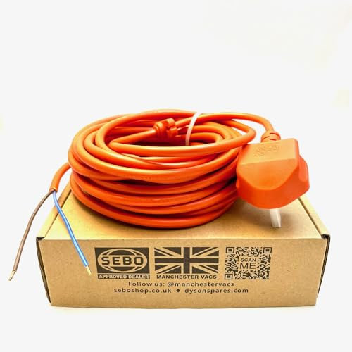 Manchester Vacs Orange Power Cord 10m 0.75mm 2 Core Flex Cable Wire Lead. Free Ends. Cable Tidy Clip. (MVXP1)