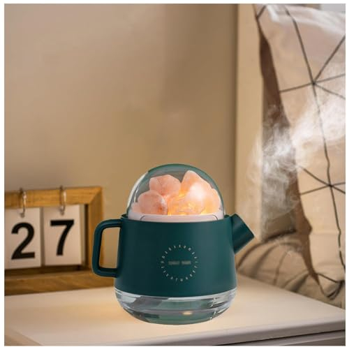 Forma de Tetera Humificador de Aromas, 360ml Humidificador de Aire, Piedra de Sal Humidificador Habitacion para Bebés y Plantas, Hogar,Green