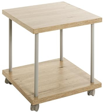 HAKU Beistelltisch auf Rollen Eiche hell Kaschmirgrau MDF Metall Servierwagen rollbar - Maße: B 40 x H 45 x T 40 cm Style: Modern