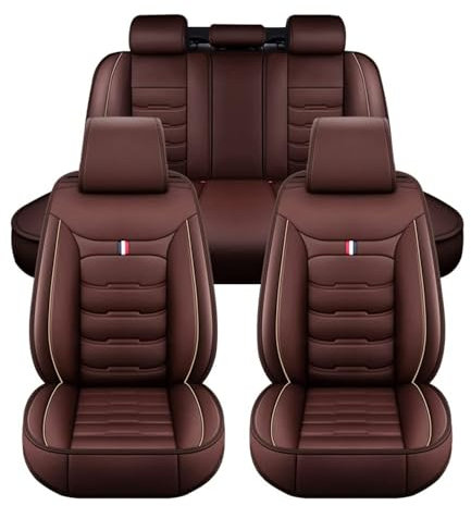 XLUMIO Auto Sitzbezüge Set für Ford C MAX '10 2010-2019, 5 Sitzer Autositzschutzbezug aus PU Leder, Wasserdichter Sitzschoner, Vollständig Geschlossenes Design, E Coffee