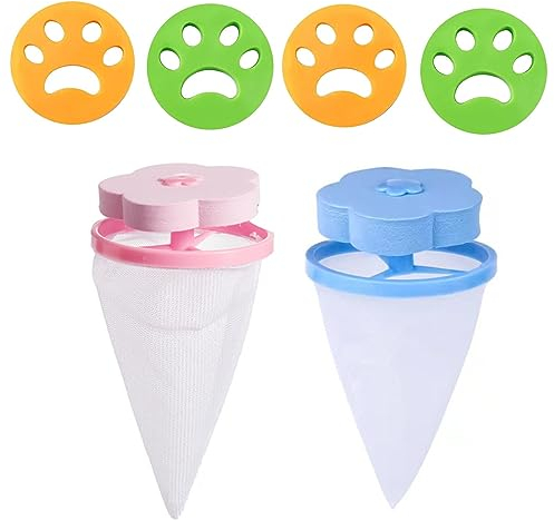 KOLLULA Anti Poil Machine à Laver Reutilisable Attrape Poils Machine a Laver Boule Lavage Machine a Laver Réutilisable Pilateur pour Nettoyer Poils d'animaux Domestiques 8 Pcs (A4)