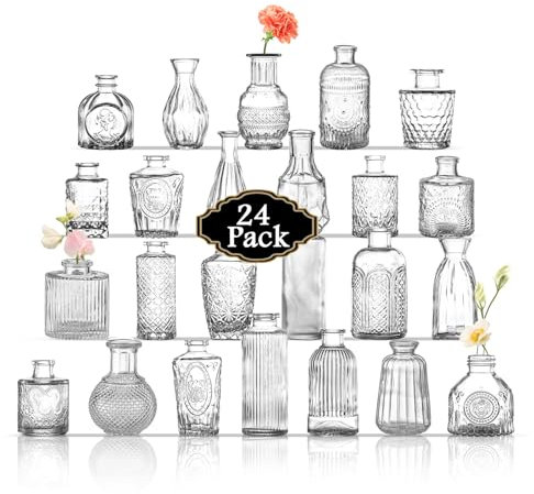 Bud Vases in Bulk 24, Small Vase for Flowers, Glass Vase for Centerpieces, Small Flower Vases for Centerpieces, Wedding Table Decor