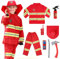 AYBUY Costume da Pompiere per Bambini, 8 PCS Costume Pompiere Bambino con Accessori di Pompieri, Pompiere Costume per Gioco d'Imitazione, Vestito Carnevale Halloween Gioco Regali,120CM