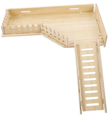 TOGEVAL Holzplattform Für Hamsterkäfig Leiter Mit Plattform Für Rattenkäfig Hamsterplattform Als Spielzeug Geeignet Für Hamster Rennmäuse Und Kleine Papageien Bietet Gemütlichen Ruheraum