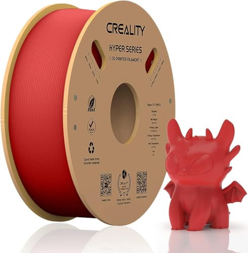 Creality Hyper PLA Filament 1.75 mm 3D Drucker Filament für hohe Geschwindigkeit 30-600 mm/s, Langlebig und Glatt, Maßgenauigkeit +/-0.03 mm, für die meisten 3D Drucker 2.2 lbs/Spule (Rot)