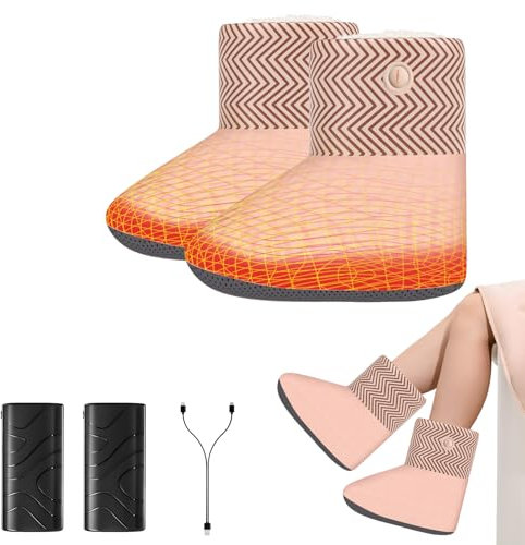 Foot Warmer with 2PCS 4000mAh Battery, Fast Heating Electric Foot Warmers for Women Men Cold Feet with Sherpa Fleece Lining, 2 Temperature Settings, 3H Auto Off, 10H Constant Temperature (Pink)