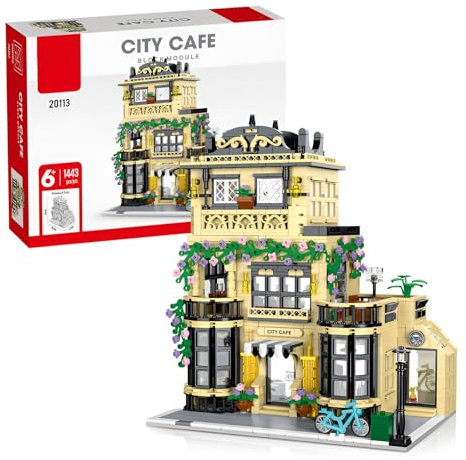 Fuleying City Cafe Bausteine Bausatz, Cafes Architektur Street View Klemmbausteine für Erwachsene, Hausbau Bausteine, 1443 PCS