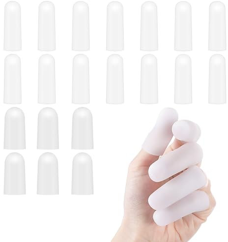 Gjinxi 20Pcs Gel Finger Sleeve Protectors, Silicone Finger Cots, Finger Bandage Waterproof Finger Protector, Silicone Finger Sleeve Cushions Provide Relief for Finger Cracking, Corns, Blisters
