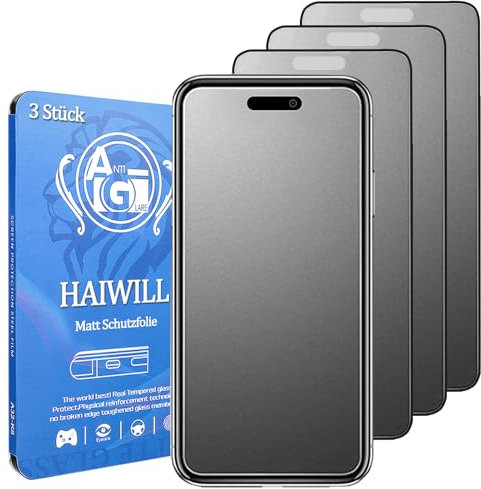 HAIWILL 3 Stück Matt Schutzfolie für iPhone 16 Pro Max Anti-Fingerabdrück Anti-Reflex Anti-Kratzer Displayschutz 9H Gehärtetes Glas für Apple 16 Pro Max,6.9