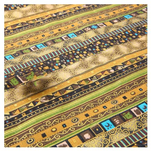 SMTCM Baumwoll Leinen Stoffe Ethnischer Meterware 5Mx148CM Bedruckter Leinenstoff Ethnisches Baumwollstoff zum Nähen Bronzingstoff Leinen Patchwork Boho Dekostoff für DIY Basteln Vorhang Tischdecke