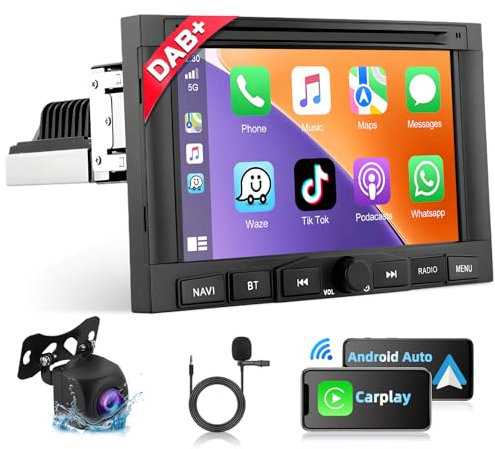 Motorsi 1 Din Autoradio für Peugeot 3008 5008 Partner Citroen Berlingo 2010-2016 Unterstützt OBD2 DAB+, 2G+64G 7 Android Radio mit Carplay Android Auto GPS WLAN EQ + Rückfahrkamera & Mic