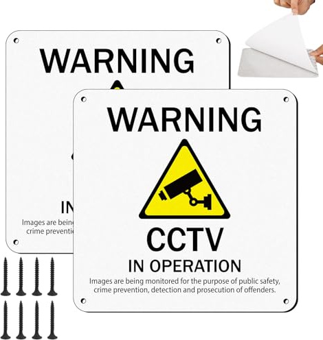 Moosono CCTV in Operation Sign, Reflective Signs Outdoor 15 * 15cm | with 4 Pre-Drilled Holes&Self Adhesive -Security, Camera, Closed Circuit TV, Warning Safety