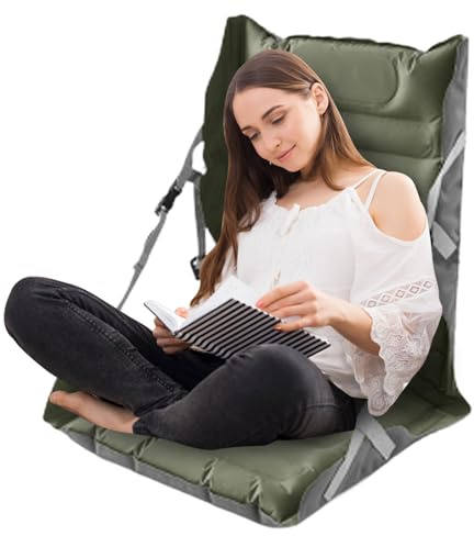 Faltbarer Sitz, aufblasbar, Sitz mit Rückenlehne – ergonomisches Bodenkissen für Wandern, Sport, Angeln, Camping, Reise