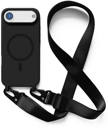 2NSPDRGNI Crossbody Case Compatible with iPhone 17 Air,Wireless Charging Shell with Adjustable Neck Cord Lanyard Strap,Black