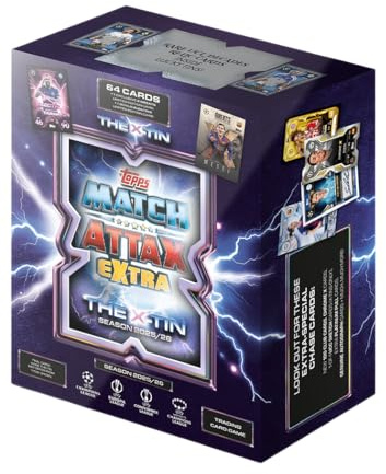 Topps UCC Match Attax Extra 2026 - X Tin - enthält 64 Karten sowie eine X Greats-LE-Karte und eine zusätzliche Electrix-LE-Karte.