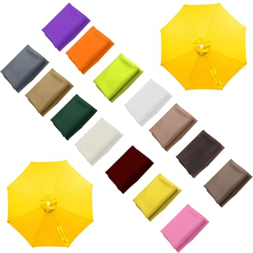 Générique Toile Parasol 6/8 Baleines, Auvent De Remplacement pour Parasol, Tissu Résistant Et Épais Pour Jardin Et Extérieur(Jaune,3.0m/8 ribs)