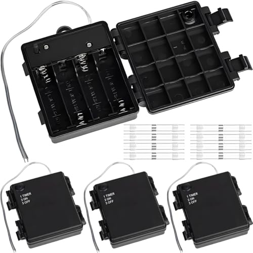 HAAMNING7 4 Pcs Waterproof Four AA Battery Holder with Switch 6V Enclosed 4X AA Battery Case Box Waterproof with Bare Wire, for Hobby DIY Electronic LED Light