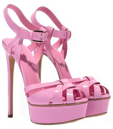 Sandali da Donna con Tacco a Spillo e Plateau, Sandali Eleganti e Sexy a Punta Aperta, Scarpe Décolleté Comode con Cinturino Alla Caviglia, per Feste e Cerimonie