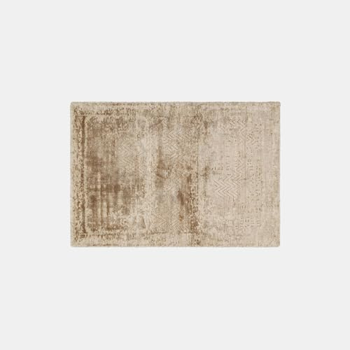 Loberon Teppich Ashmere - Lässiger Used-Look - Dezenter Glanz - Zarte Farbgebung - 140x200 cm - Wohntextilien - Viskose - Wolle, Creme