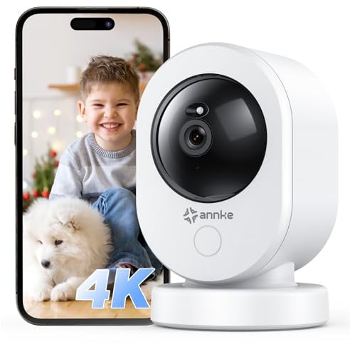 ANNKE 4K 8MP Überwachungskamera Innen, 2,4/5 GHz WLAN Baby Kamera, 360° Schwenk/Neige, Auto Track, Farbnachtsicht, Person Geräuscherkennung, Zwei-Wege-Audio, Alexa Kompatibel, SD-Kartensteckplatz