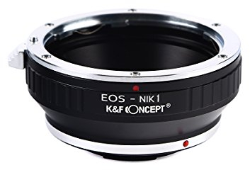 K&F Concept Adattatore per Obiettivo EOS-Nikon 1 Adattatore di Montatura per Adattatore Lente Canon EOS a Fotocamera Mirrorless Nikon 1 Series come Nikon V1 J1 in Metallo …