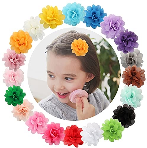 Baby Haarspangen, Discoball 20 Stück Chiffon Haarspangen Mädchen, Kinder Haarspangen Haarklammern für Mädchen Haarclips für Baby Kinder Baby Haarspange (Stil 1)