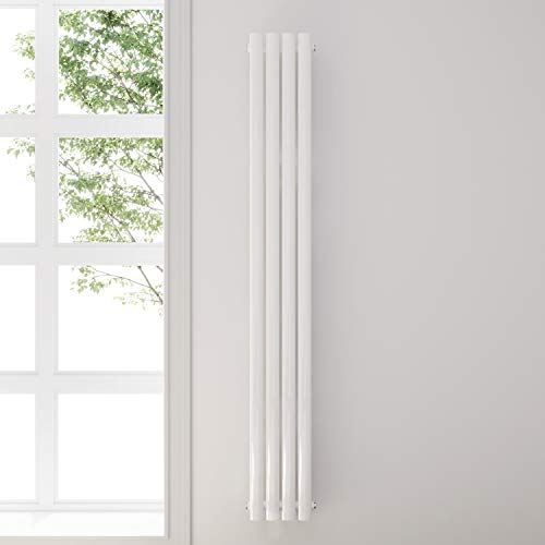 ELEGANT Design Röhren Heizkörper 230x1800mm Weiß Oval Paneelheizkörper Vertikal Mittelanschluss Doppellagig
