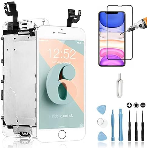 Mobilevie Ecran Replacement Compatible avec iPhone 6 Blanc : Écran LCD + Tactile de Haute Qualité Assemblé sur châssis avec Caméra Frontale, Haut Parleur Interne, Capteur de Proximité