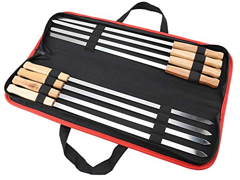DEWIN Spiesse Edelstahl,Grillspieße Edelstahl Edelstahl BBQ Grillgabel Stöcke Spieß Grill Set Outdoor Picknick Camping Barbecue 8St