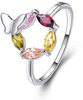 YAZILIND Mode Bijoux Délicats Bague Papillon Bague Topaze Rose Citrine Perdot Grenat Quartz Pierre De Naissance Solitaire 59