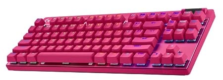 Logitech G PRO X TKL LIGHTSPEED Wireless Gaming Keyboard, Ultra Portable Tenkeyless Design, LIGHTSYNC RGB, Tactile Switches (GX Brown), QWERTY UK English Layout, Magenta