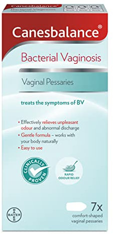 CanesBalance Vaginal Pessaries | Bacterial Vaginosis Symptom Treatment | Starts To Work Immediately To Relieve Unpleasant Intimate Odour Associated With BV | Clinically Proven - Pack Of 7