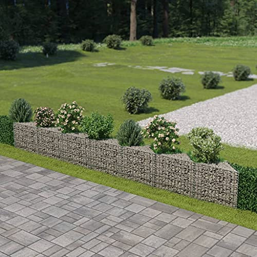 Ksodgun Gabion Jardin Acier Galvanisé Gabion Jardiniere Argenté 450 x 30 x 50 cm