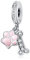 LaMenars Charms Pink Paw Dangle 925 Sterling Silber Hundeknochen Anhänger Bead mit Zirkonia passt Europa Charm Armband Halskette, Geschenke für Frauen Mädchen (DOG)