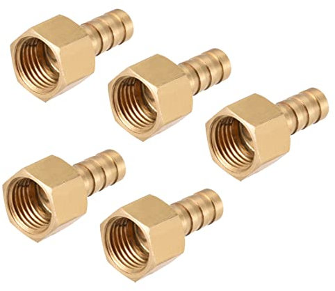 PATIKIL 8mm Barb G1/4 Femmina Filo Tubatura Adattatore, 5pz Ottone Tubo Barb Raccordo Connettore per system Pneumatico Idraulico
