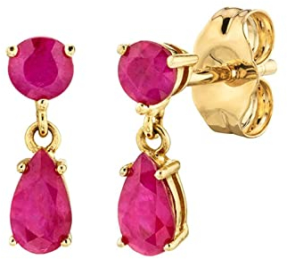 KnBoB Ohrstecker, Gold Elegant Tropfen mit Tropfen Rosenrot Zirkonia 925 Silber Ohrringe für Damen