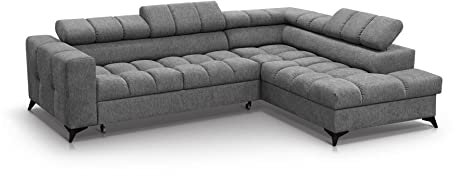 Generisch Ecksofa VITO L Eckcouch Farbwahl Wohnzimmer Schlaffunktion Modern (Rechts, Anthracite – Polaris 19)