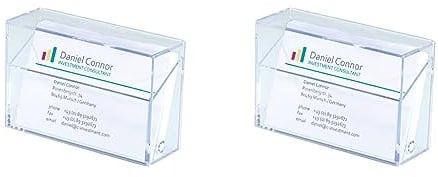 Sigel Visitenkartenbox für 100 Karten im Scheckkartenformat 86x56mm, Hartplastik, Glasklar, Doppelfunktion als Aufbewahrungsbox und Aufsteller, Unisex, Business